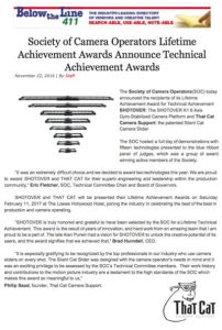 Society of Camera Operators Lifetime Achievement Awards